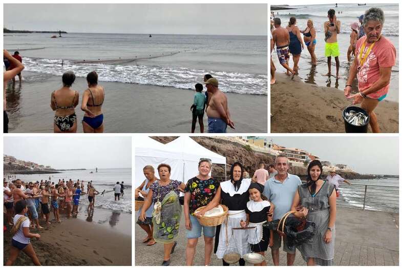 Diferentes momentos de las recreaciones tradicionales de este domingo en Melenara (Foto TA)